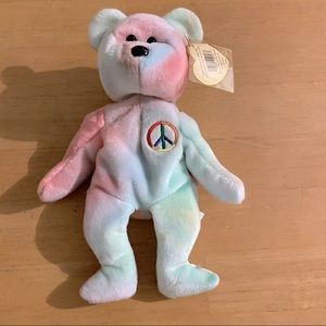 NWT Vintage Y2K Peace Tie-Dye Ty Beanie Baby ☮️ ✌🏼